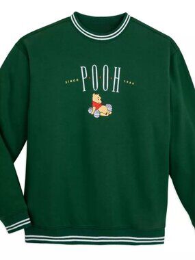Winnie the Pooh Green Retro-Style Pullover Sweatshirt for Adults Size Medium